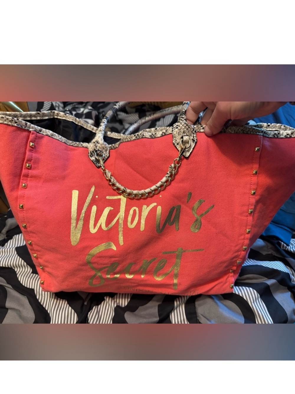Victoria's Secret Pink Tote with Gold Script